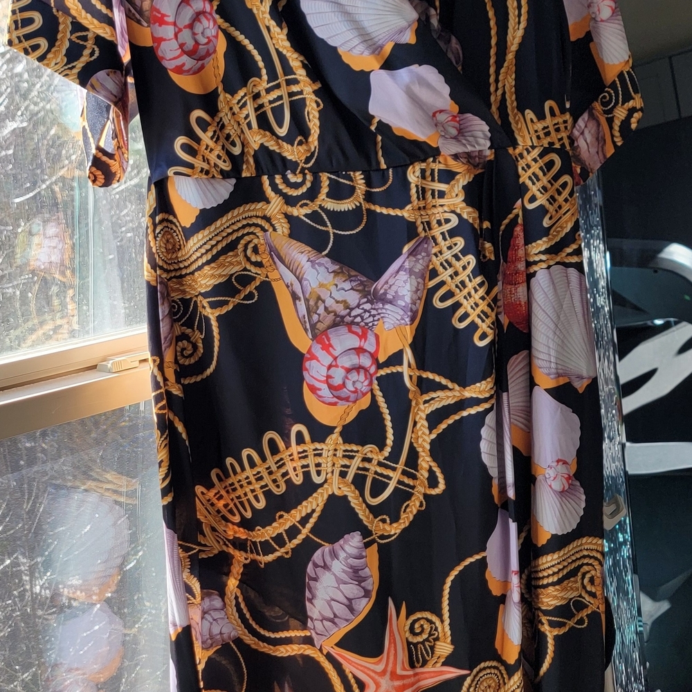 Ungaro  Black and Gold Maxi  Dress With Black Slip